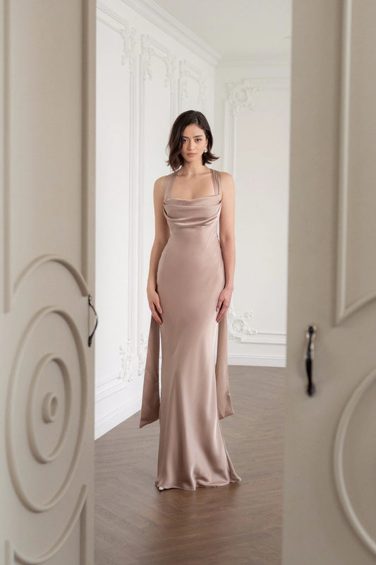 Langes Abendkleid aus 100 % Seide - JAZZIE